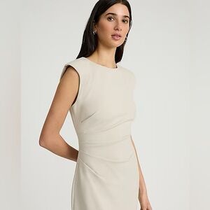 Express Ivory Sleeveless Sheath Dress Size L Draped Pleated Bodycon NWT